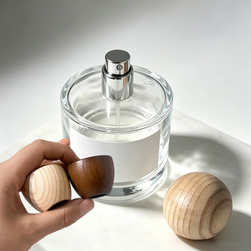 Luxury Skincare Packaging - 50/100ML Glazen Parfumspuitflesje met Houten Dop,